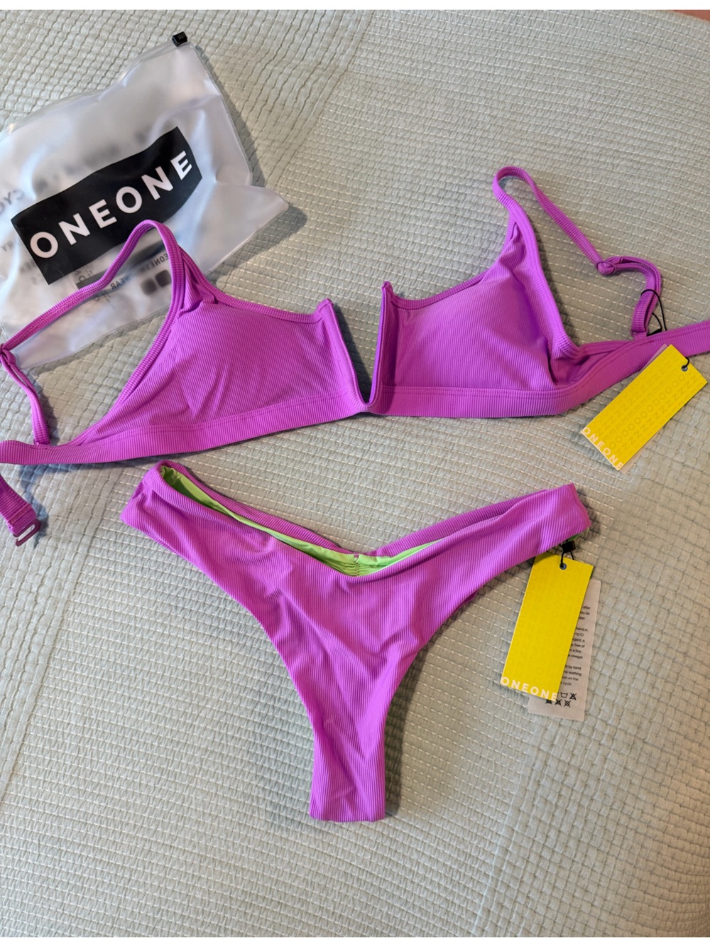 Fuchsia Ribbed Bikini Top